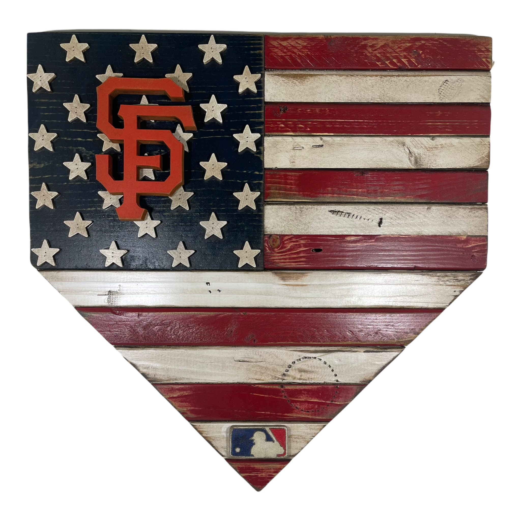 MLB Licensed Rustic Handmade American Flag Home Plate