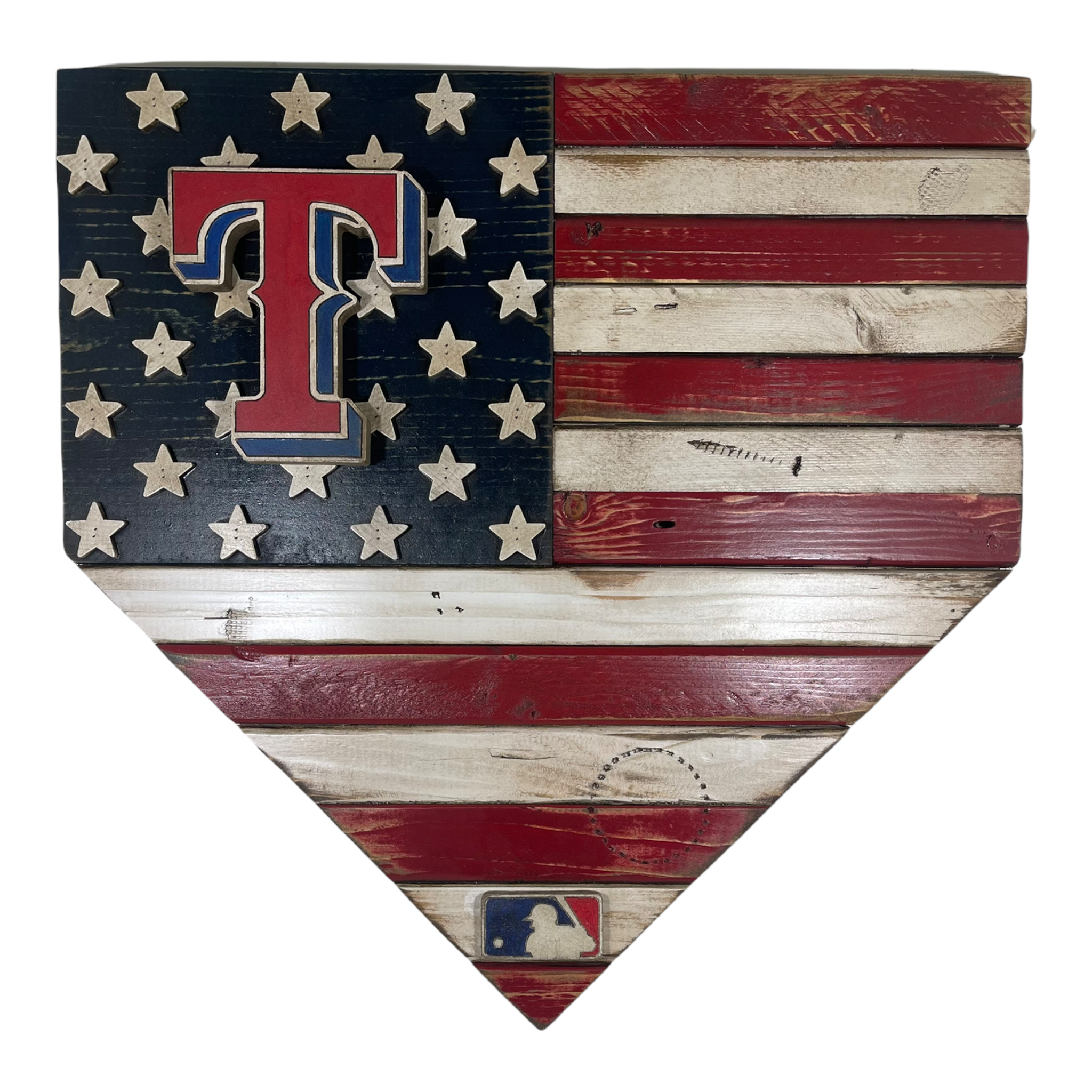 MLB Licensed Handmade Distressed Wood Heritage Home Plate